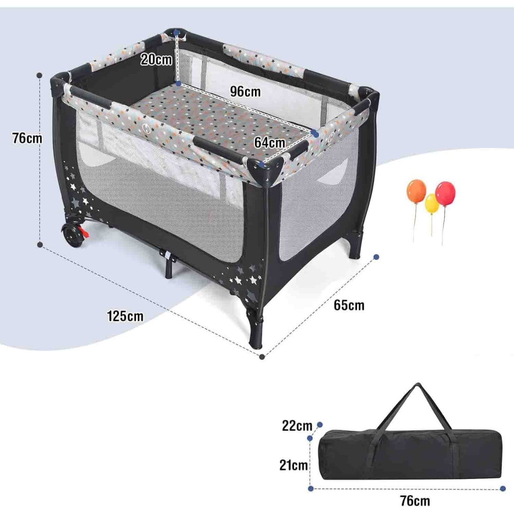 Babybett aus Metall 125 x 65 x 76 cm, Grau - Maisons Du Monde