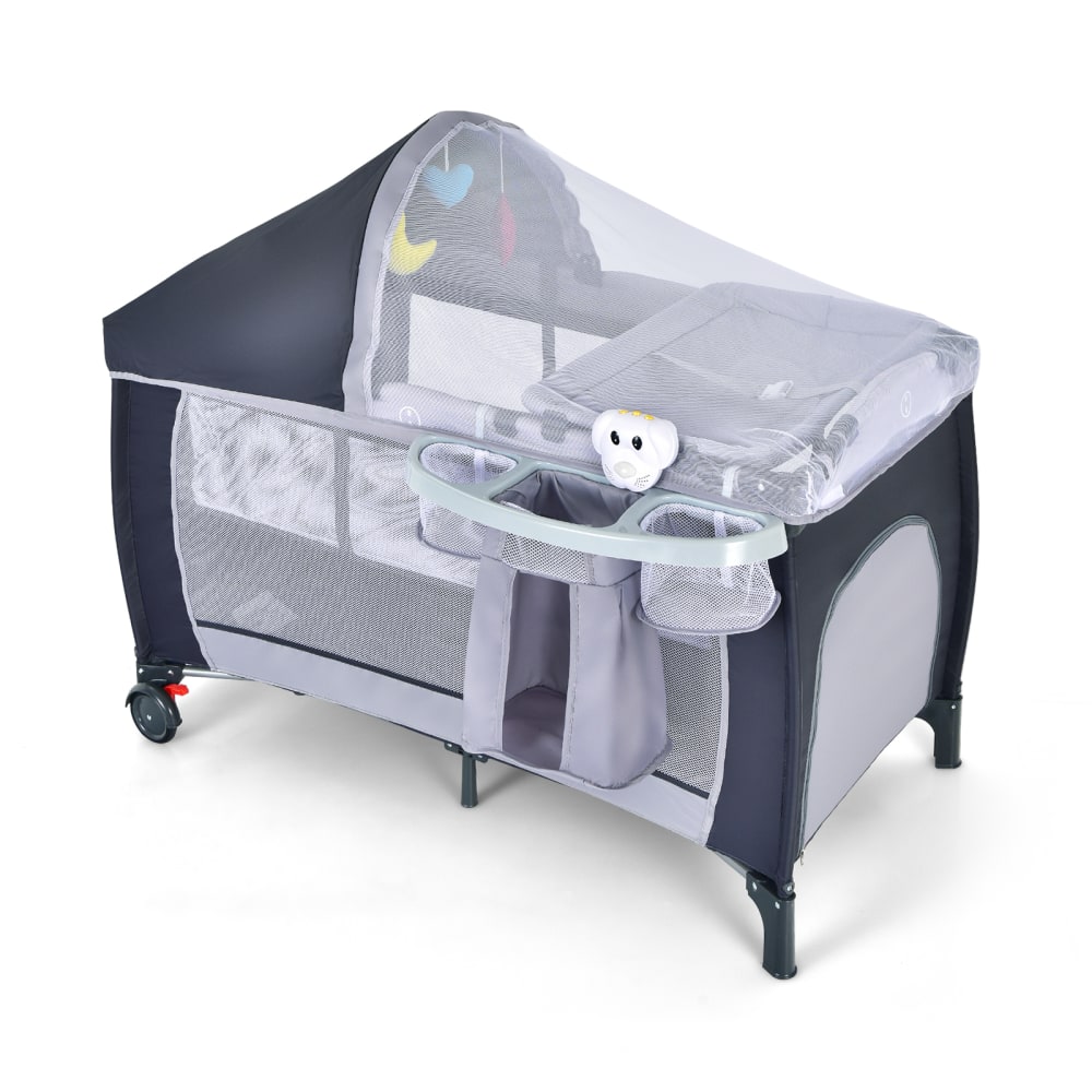 Giantex Babyreisebett aus PP 120 x 60 x 76 cm, Grau GRAU PVC - POLYVINLYCHLORID Baby