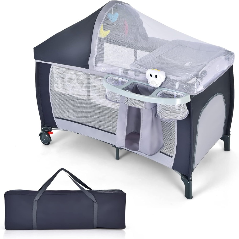 Babyreisebett aus PP 120 x 60 x 76 cm, Grau - Maisons Du Monde