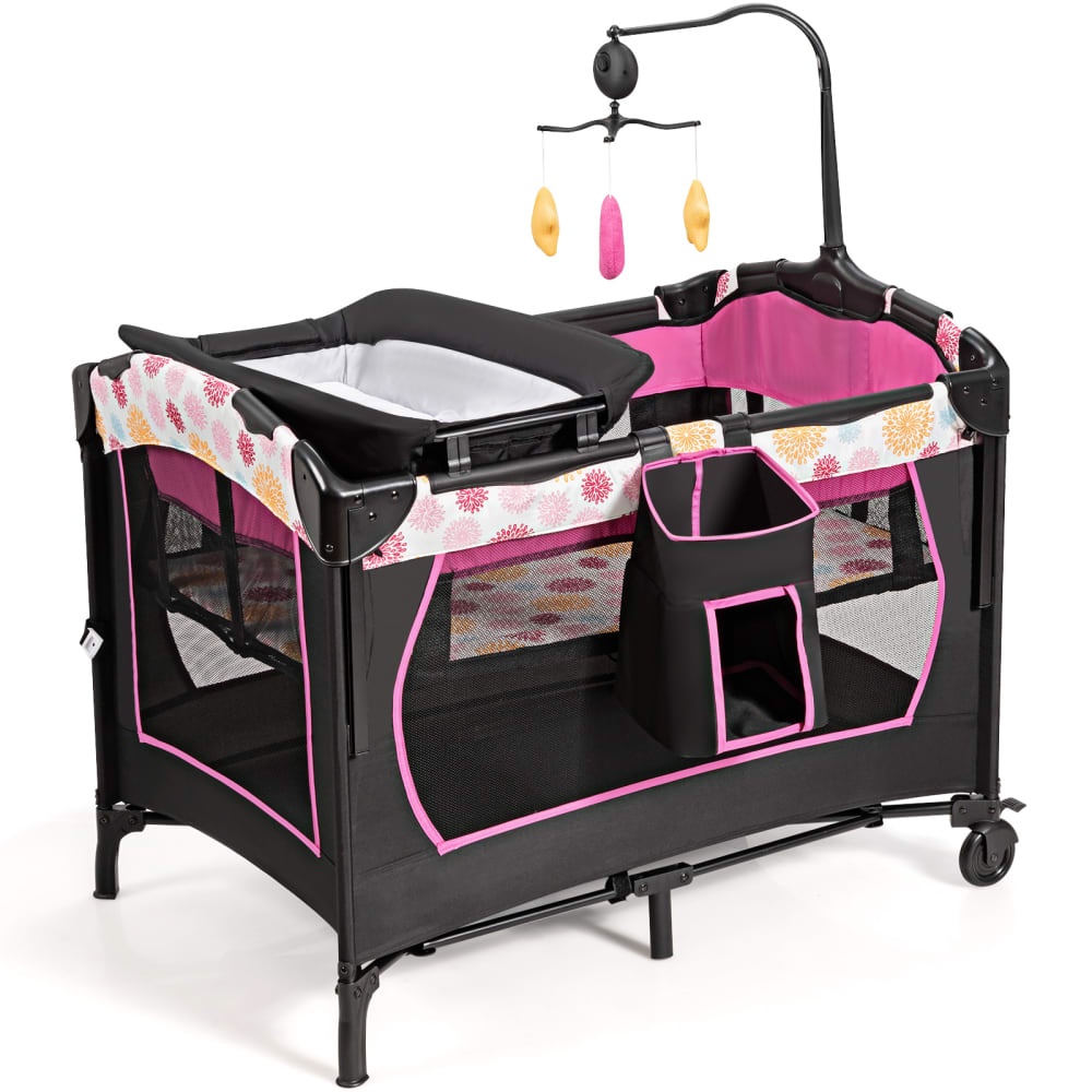 Giantex Babybett aus Eisenrohr 107 x 72 x 80,5 cm, Rosa ROSA STAHL Baby