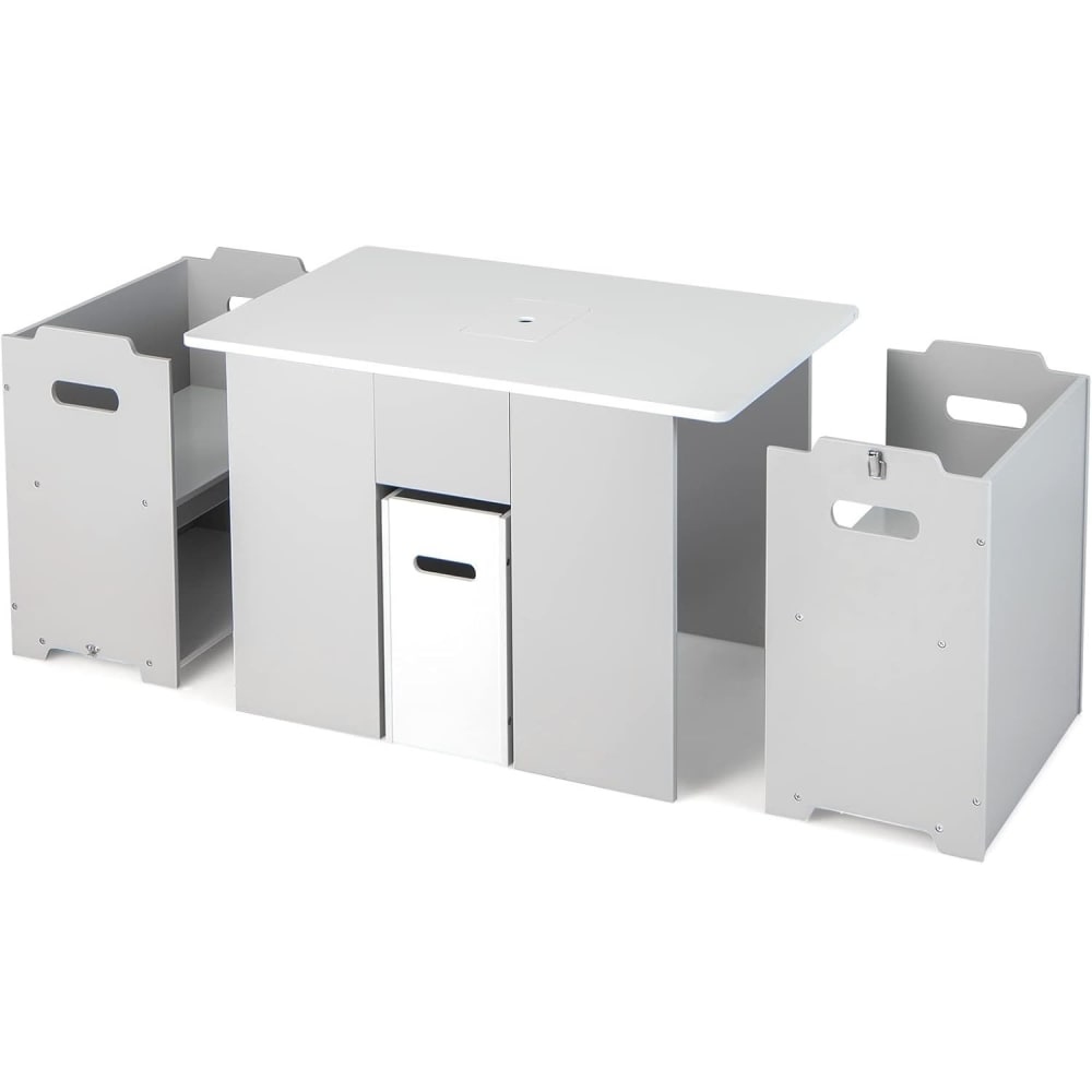 Giantex Sitzgruppe aus Holz 70x45x47cm, Grau GRAU HOLZ Kinder