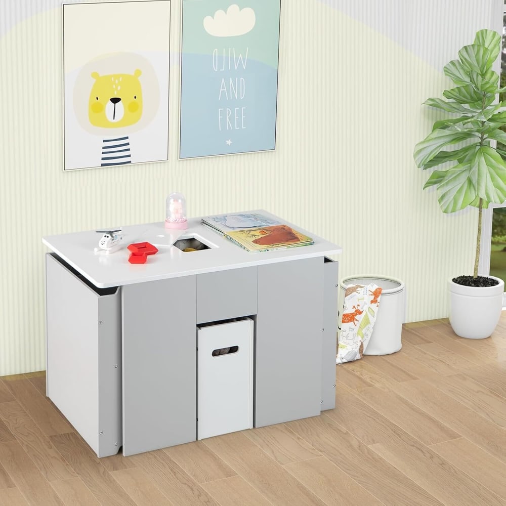 Sitzgruppe aus Holz 70x45x47cm, Grau - Maisons Du Monde