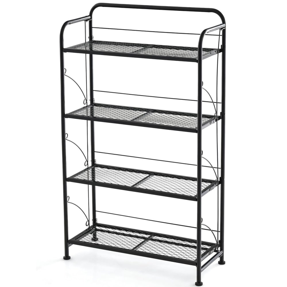 Giantex Pflanzenständer aus Metall 60x25x100cm, Schwarz Schwarz Metall