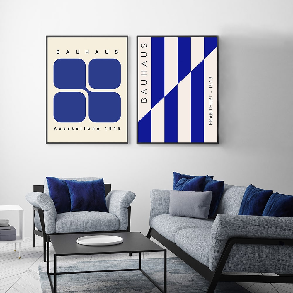 2er Set Wandbilder 019, schwarzer rahmen, 50x70 cm - Maisons Du