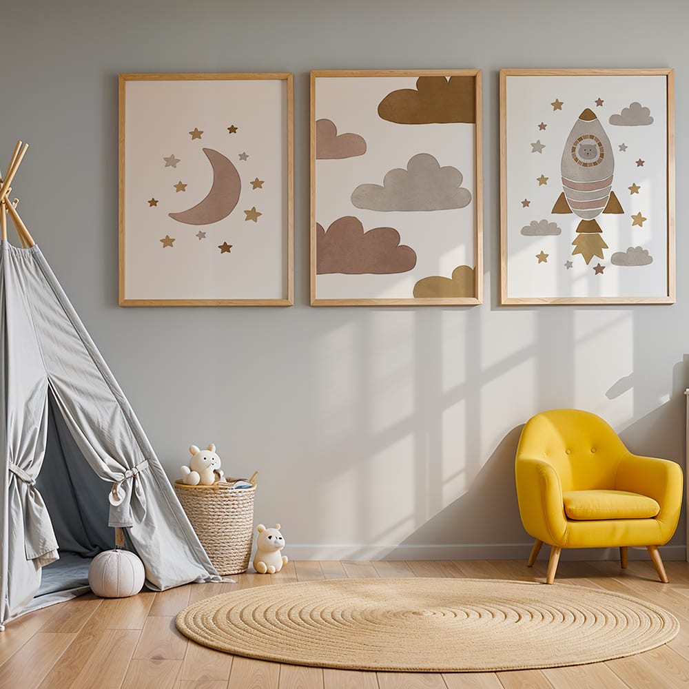 Poster Lab 3er Set Wandbilder 219, schwarzer rahmen, 30x40 cm Mehrfarbig Holz