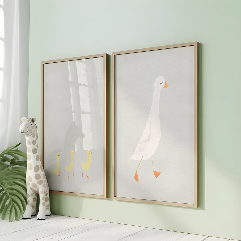 Poster Lab 2er Set Wandbilder 108, schwarzer rahmen, 30x40 cm Blau Holz