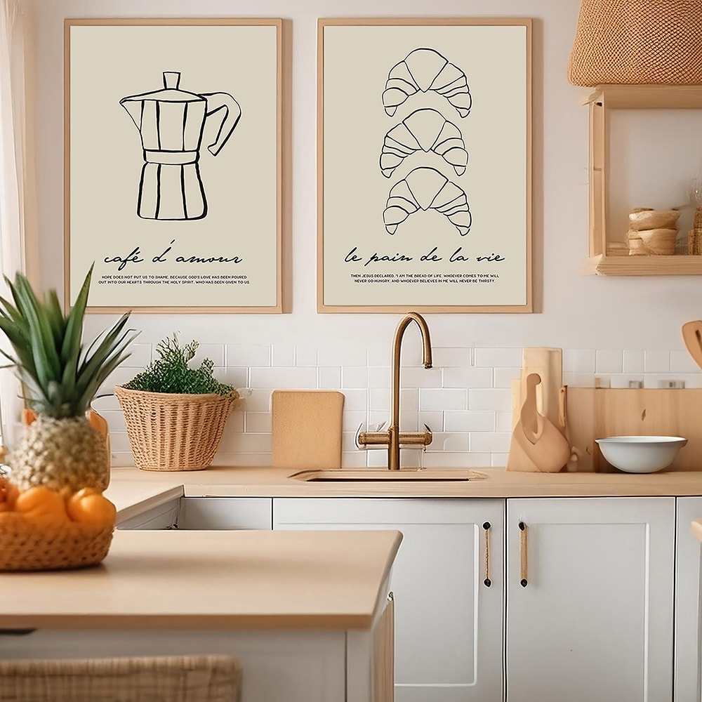 2er Set Wandbilder 090, schwarzer rahmen, 30x40 cm - Maisons Du