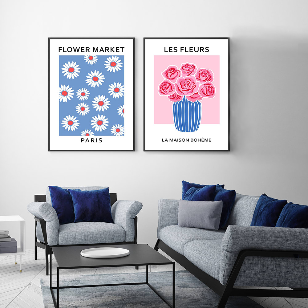Poster Lab 2er Set Wandbilder 047, hochwertiger rahmen, eichenfurnier, 30x40 cm Mehrfarbig Holz