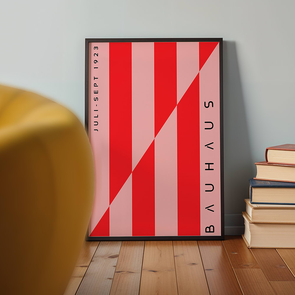 Wandbild rot und rosa, schwarzer rahmen, 50x70 cm - Maisons Du