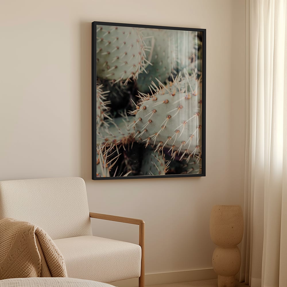Poster Lab Wandbild kaktusstacheln, schwarzer rahmen, 50x70 cm Grün Holz
