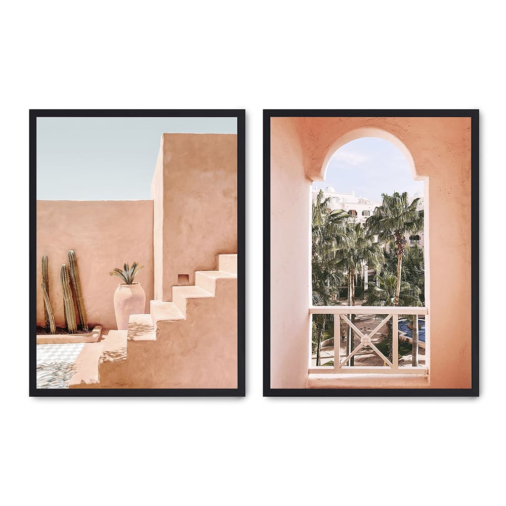 2er Set Wandbilder 001, schwarzer rahmen, 50x70 cm - Maisons Du