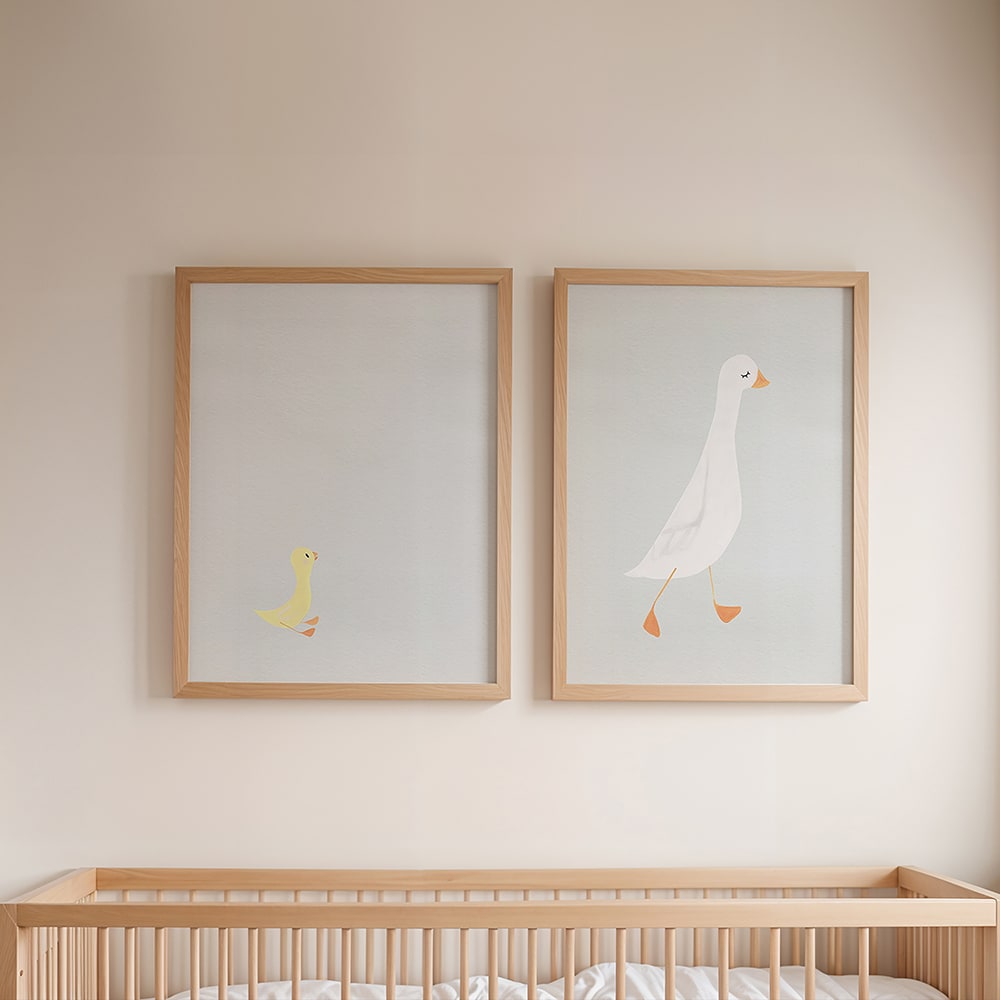 Poster Lab 2er Set Wandbilder 106, hochwertiger rahmen, eichenfurnier, 50x70 cm Mehrfarbig Holz