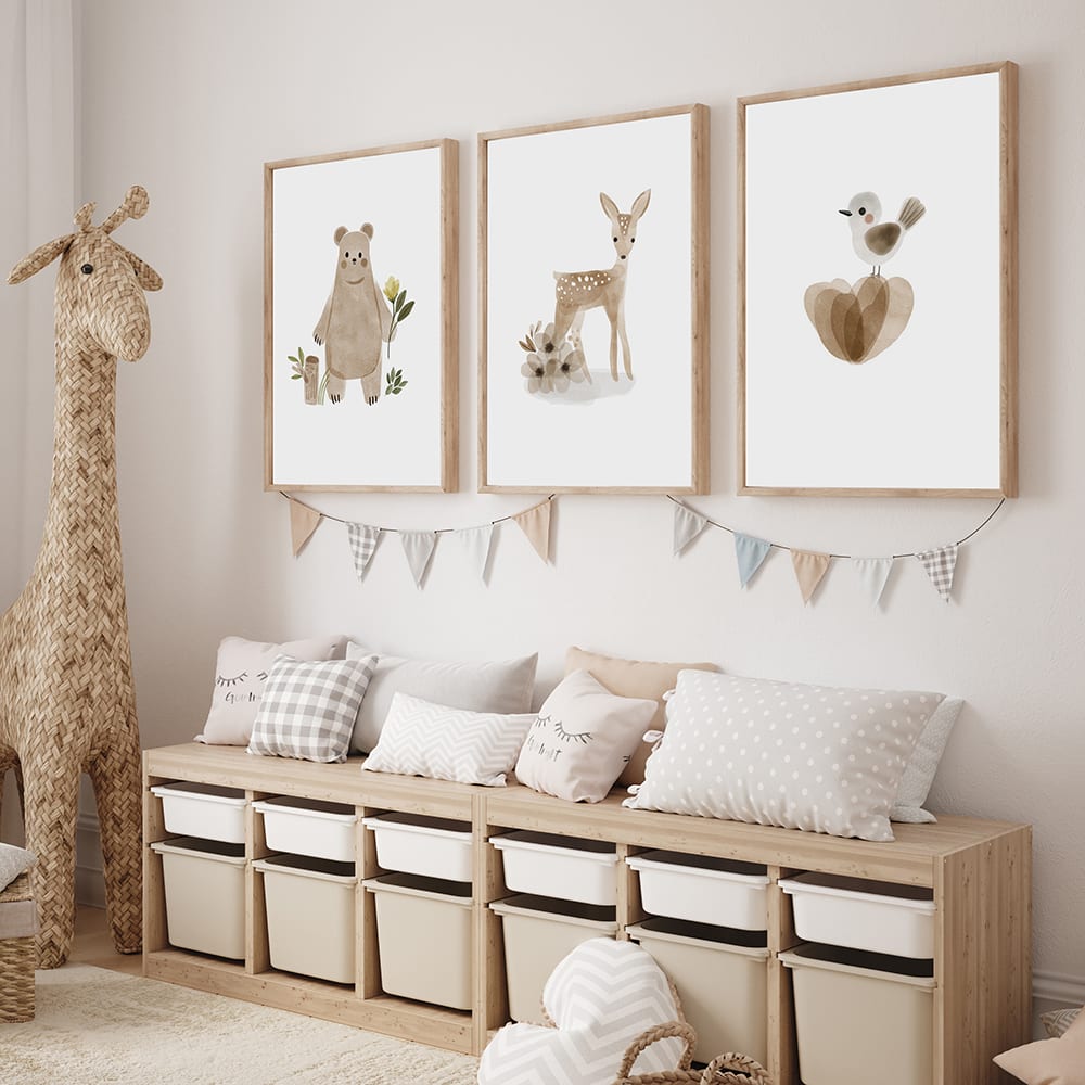 Poster Lab 3er Set Wandbilder 214, schwarzer rahmen, 50x70 cm Mehrfarbig Holz