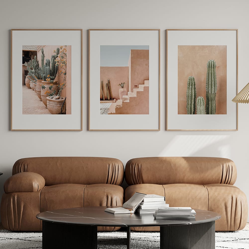 set de 3 cuadros 158 marco premium chapado en roble 30x40 cm