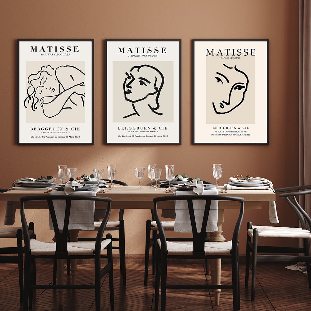 set de 3 cuadros 192 marco negro 50x70 cm