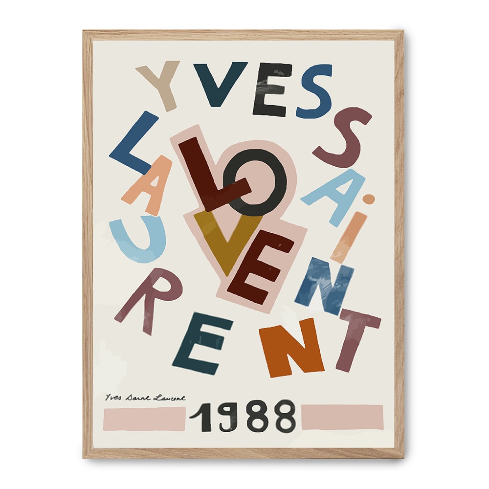 Poster Lab Wandbild Saint Laurent, hochwertiger rahmen, eichenfurnier, 50x70 cm Mehrfarbig Holz