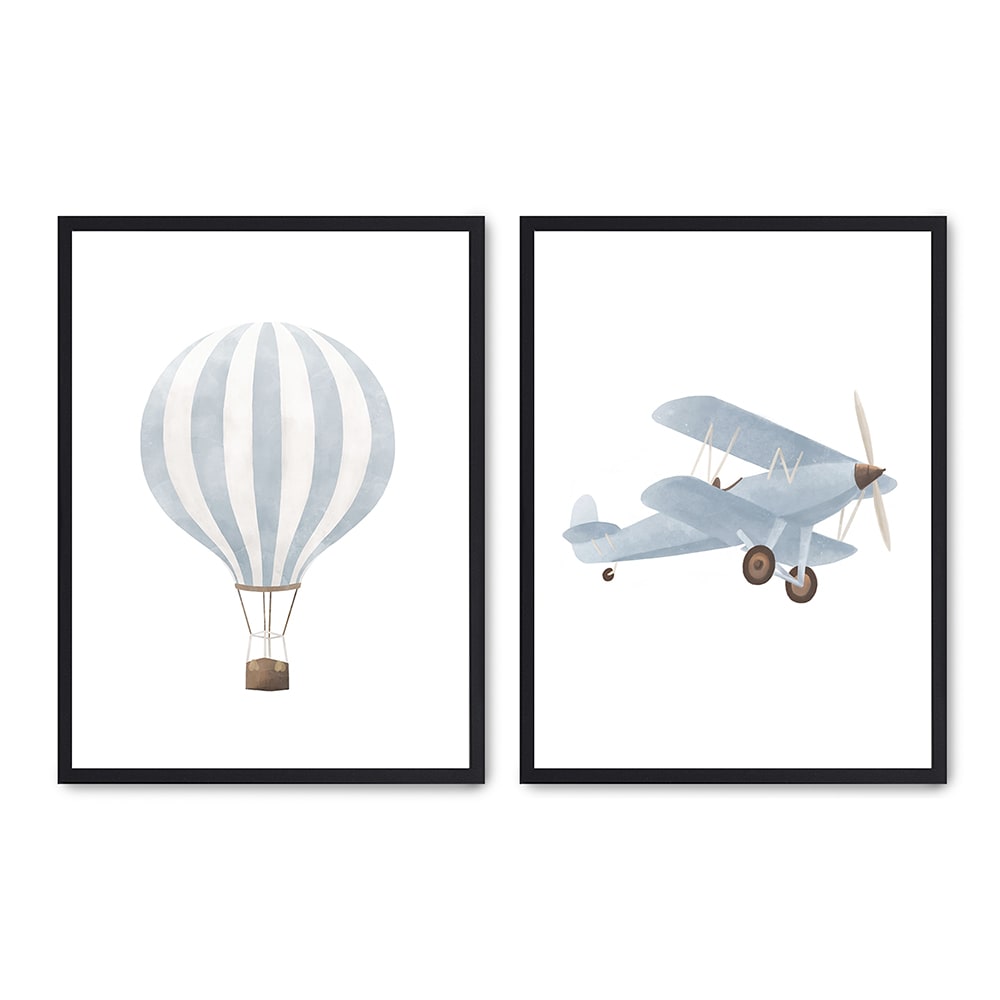 2er Set Wandbilder 114, schwarzer rahmen, 50x70 cm - Maisons Du