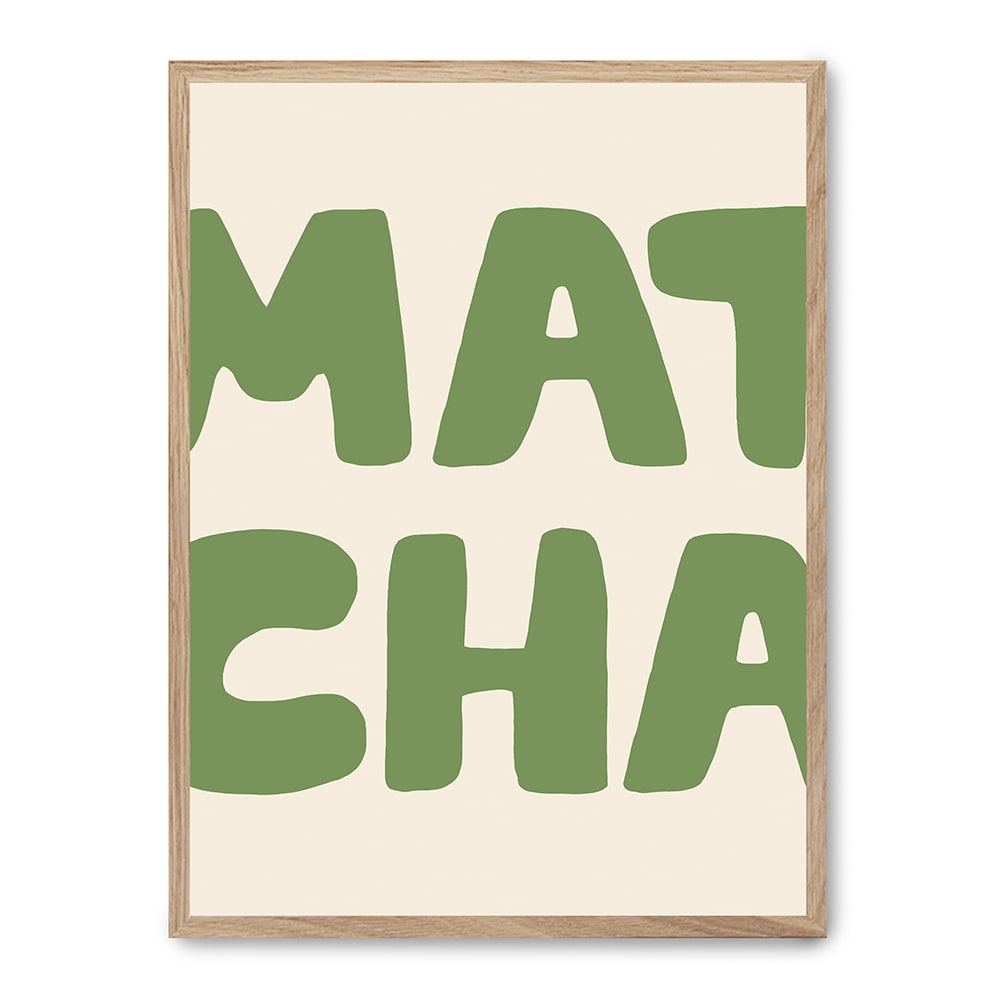 Poster Lab Wandbild grün matcha, hochwertiger rahmen, eichenfurnier, 30x40 cm - Holz