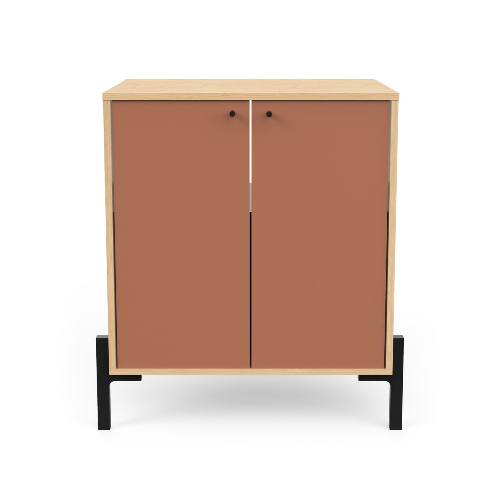 Meuble sous lavabo 2 portes bois naturel, terracotta 69 x 50 x 78 cm