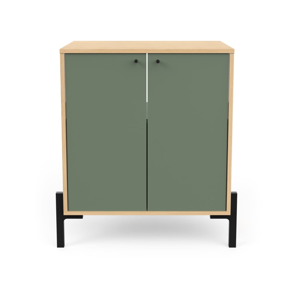 Meuble sous lavabo 2 portes bois naturel et vert 69 x 50 x 78 cm