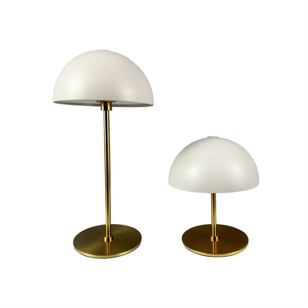 Dyberg Larsen Tischlampen aufladbar 2er-Set H12cm und H20cm, D10cm style modern Beige Metall