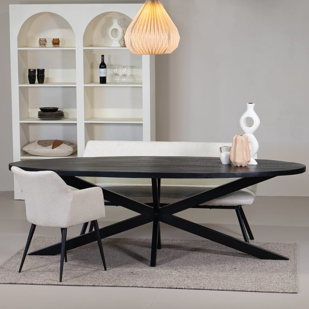 Esstisch oval aus Mangoholz 180cm, schwarz - Maisons Du Monde