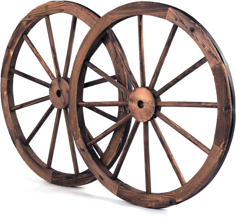 Jeu de deux roues en bois marron 76 x 76 x 3,5 cm