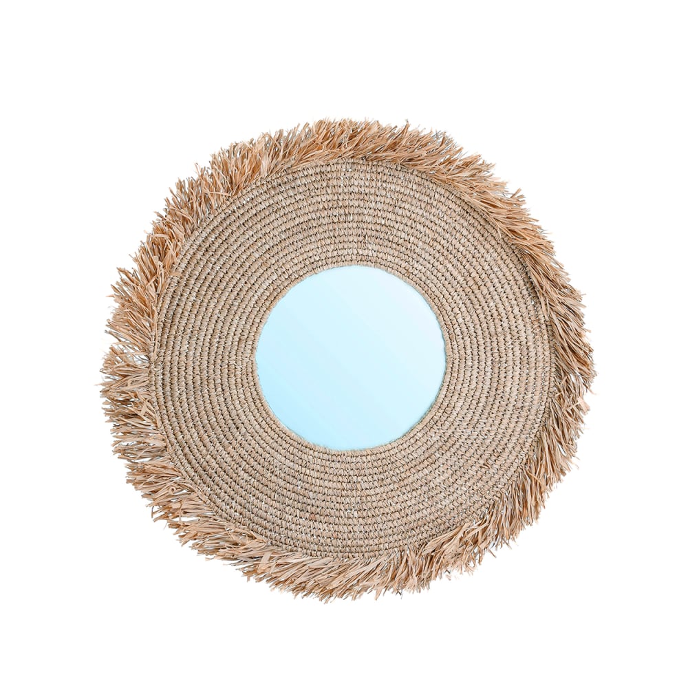 Bazar Bizar Spiegel aus raffia in braun, 60x4x60cm style seaside Beige Naturfasern