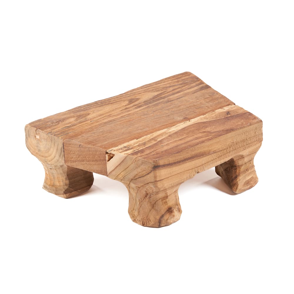 Plateau de service bois de teck marron 20x30x10cm