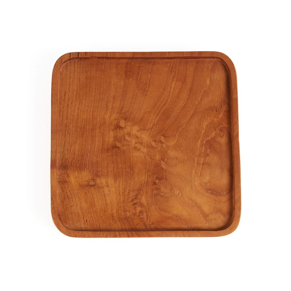 Assiette bois de teck marron 8,5x8,5x2cm Assiette bois de teck marron 8,5x8,5x2cm
