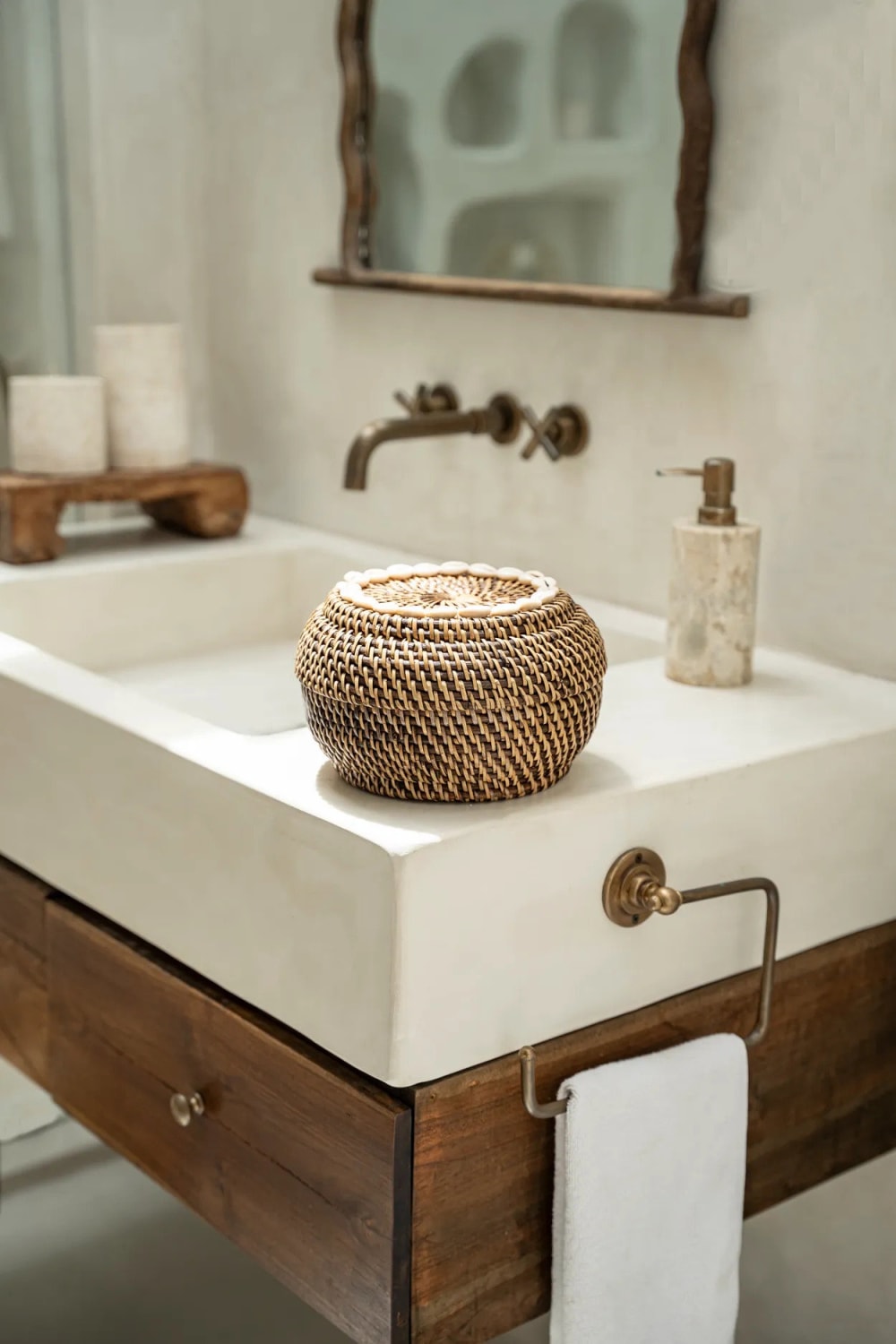 Korb aus aus rattan in braun, 23x23x15cm - Maisons Du Monde