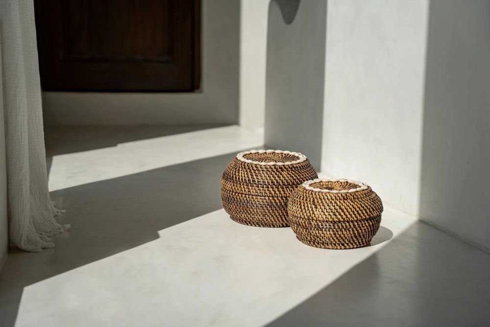 Korb aus rattan in braun, 27x27x18cm - Maisons Du Monde