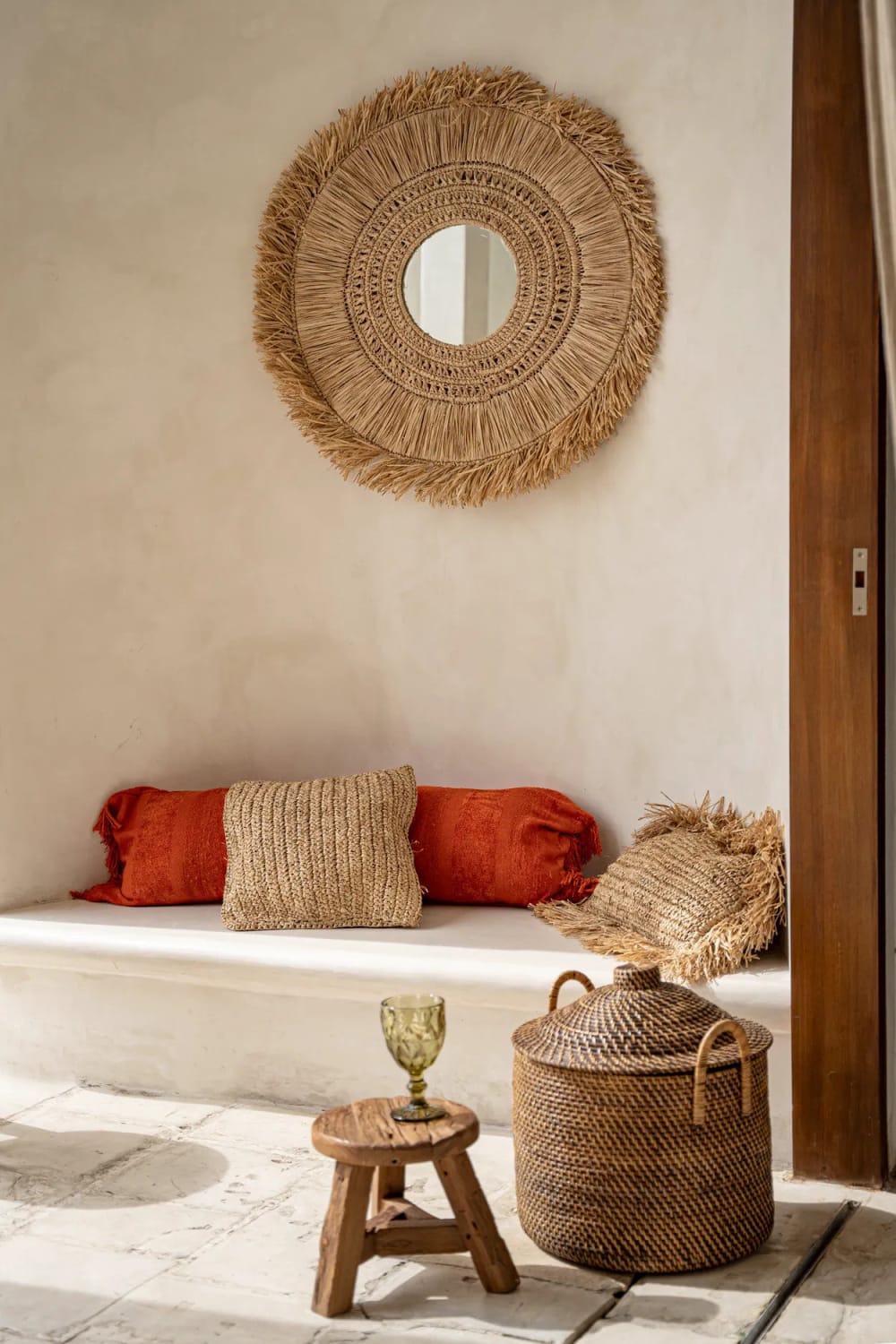 Panier rotin marron 40x40x39cm