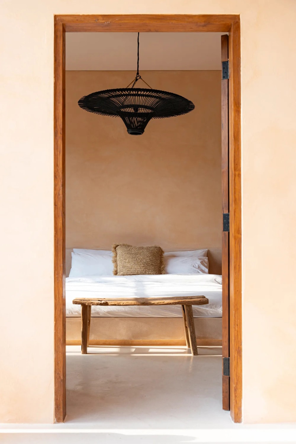 Suspension fer et rotin noir 60x60x23cm