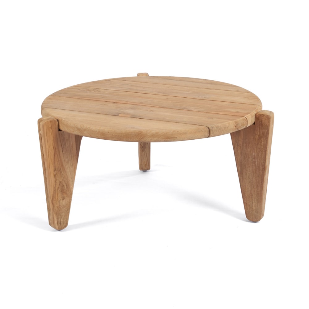 Table basse bois de teck recyclé marron 70x70x35cm