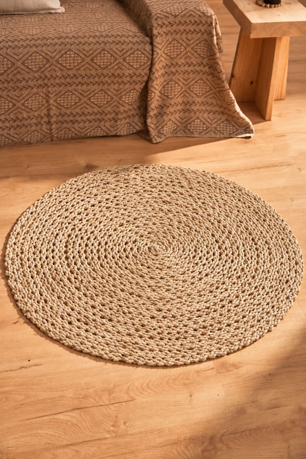 Bazar Bizar Teppich aus sisal in braun, 100x100x2cm style seaside Beige Seil