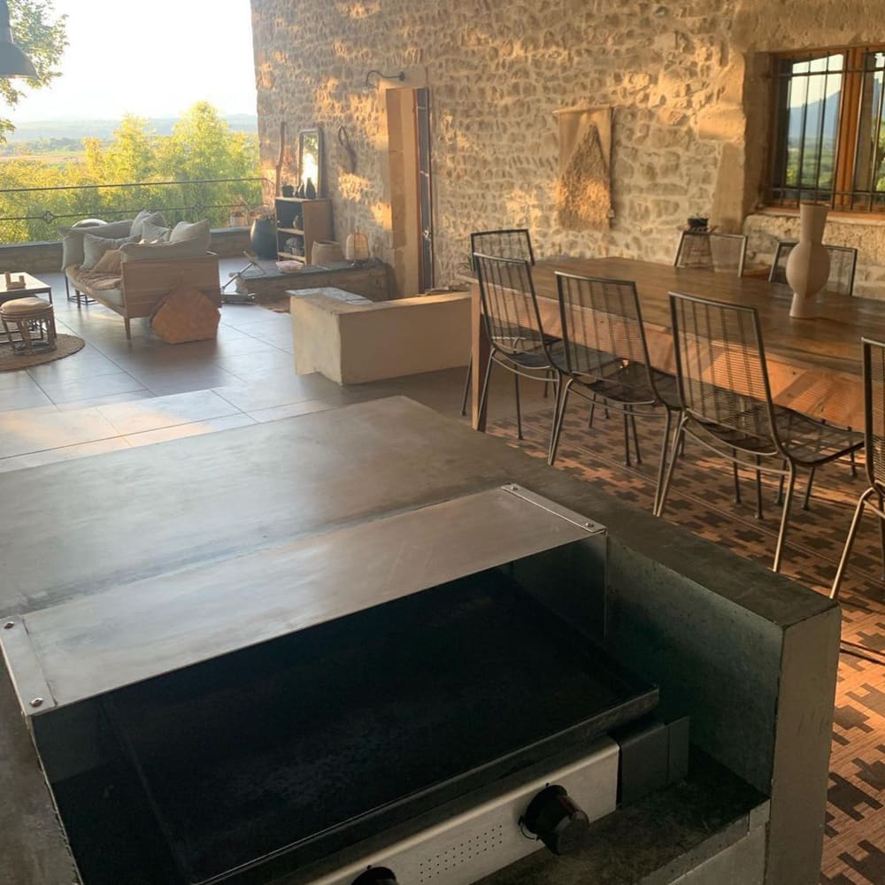 Plancha à gaz avec tableau de bord métal/inox noir 68.5x41x18.5