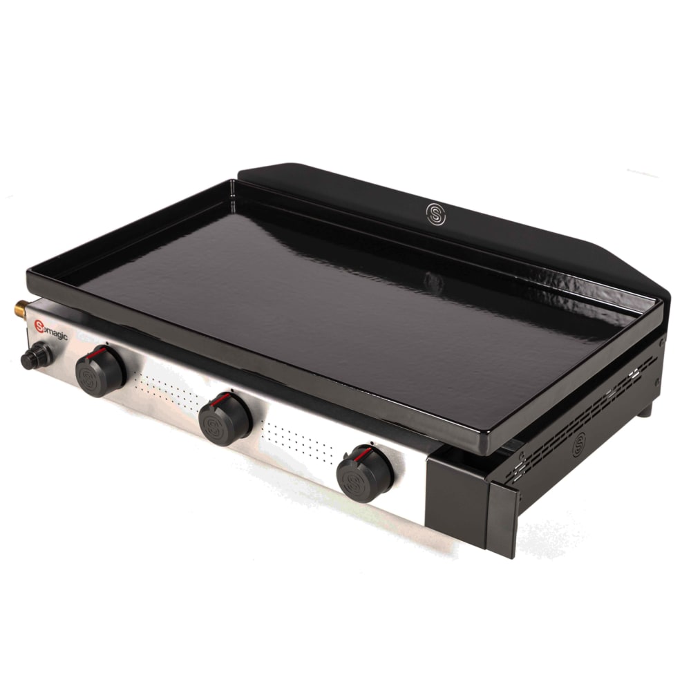 Plancha à gaz avec tableau de bord métal/inox noir 68.5x41x18.5