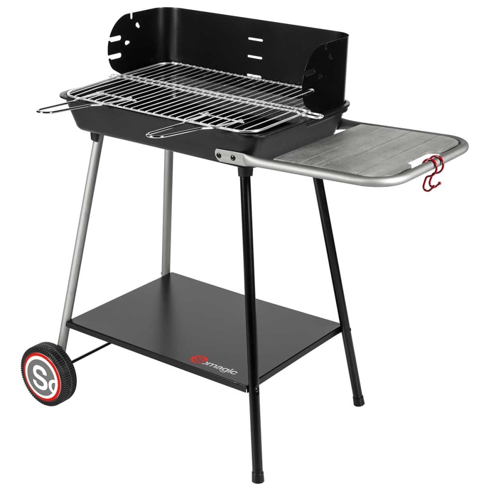 Home Maison Holzkohlegrill mit Holzablage style modern Schwarz Metall