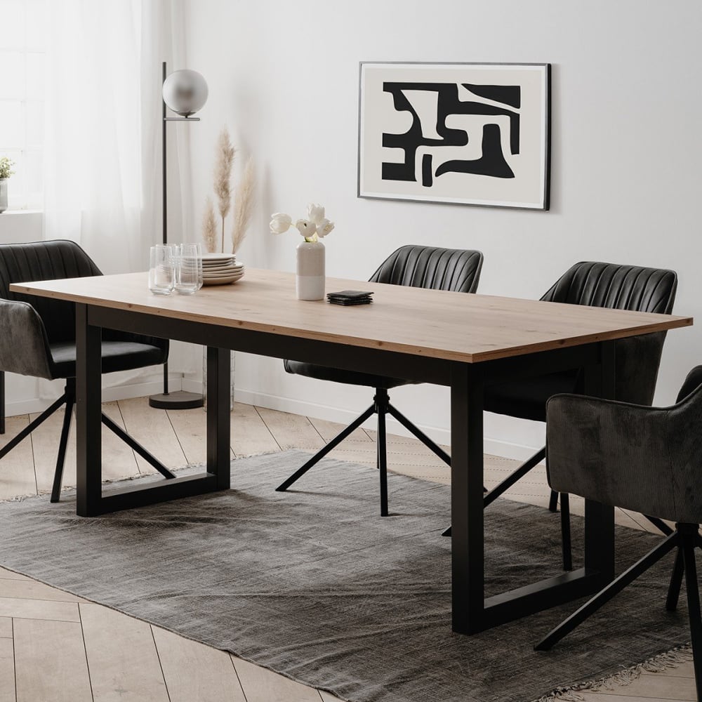 Table à manger extensible décor chêne 8 à 12 personnes L200/240 cm