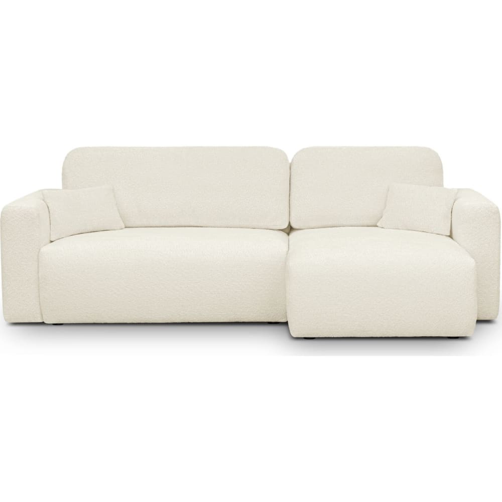 Canapé d'angle réversible convertible 4 places en tissu bouclé beige