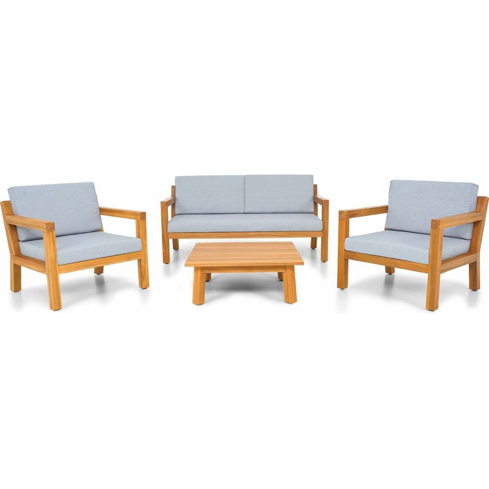 Salon de jardin 4 places - bois FSC - Canapé 2 pl, 2 fauteuils, table