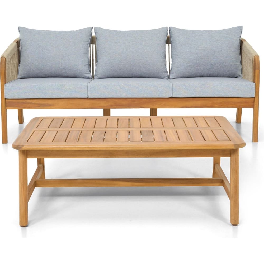 Salon de jardin 3 places en bois FSC - canap. 3 places + table - gris