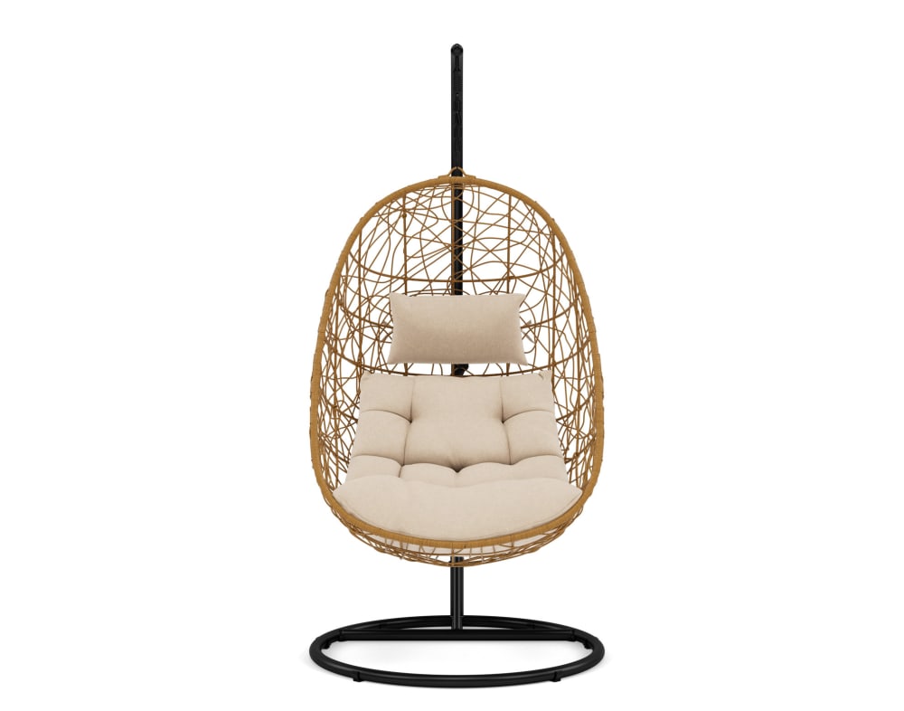 Fauteuil suspendu en polyrotin beige