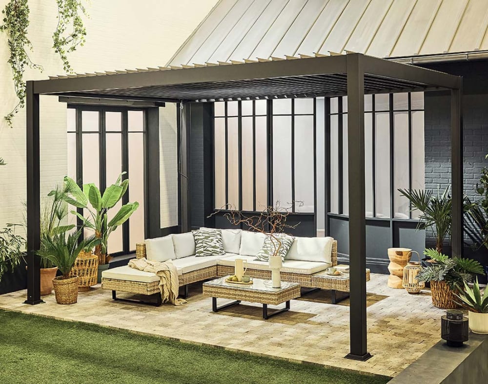 Pergola en aluminium - 400 x 300 cm -  gris anthracite