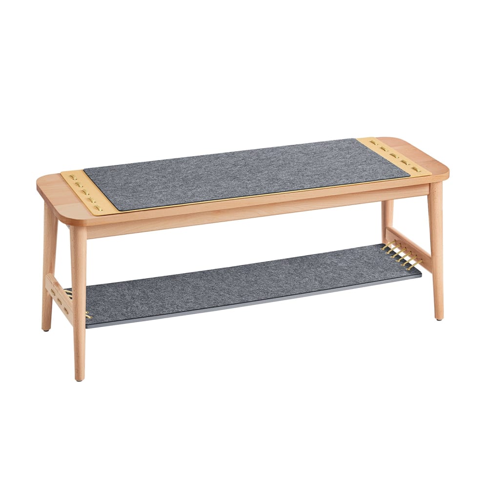 SoBuy Schuhbank mit Sitzfläche Sitzbank aus Buche MDF(E1) Filz Natur Braun Spanplatte