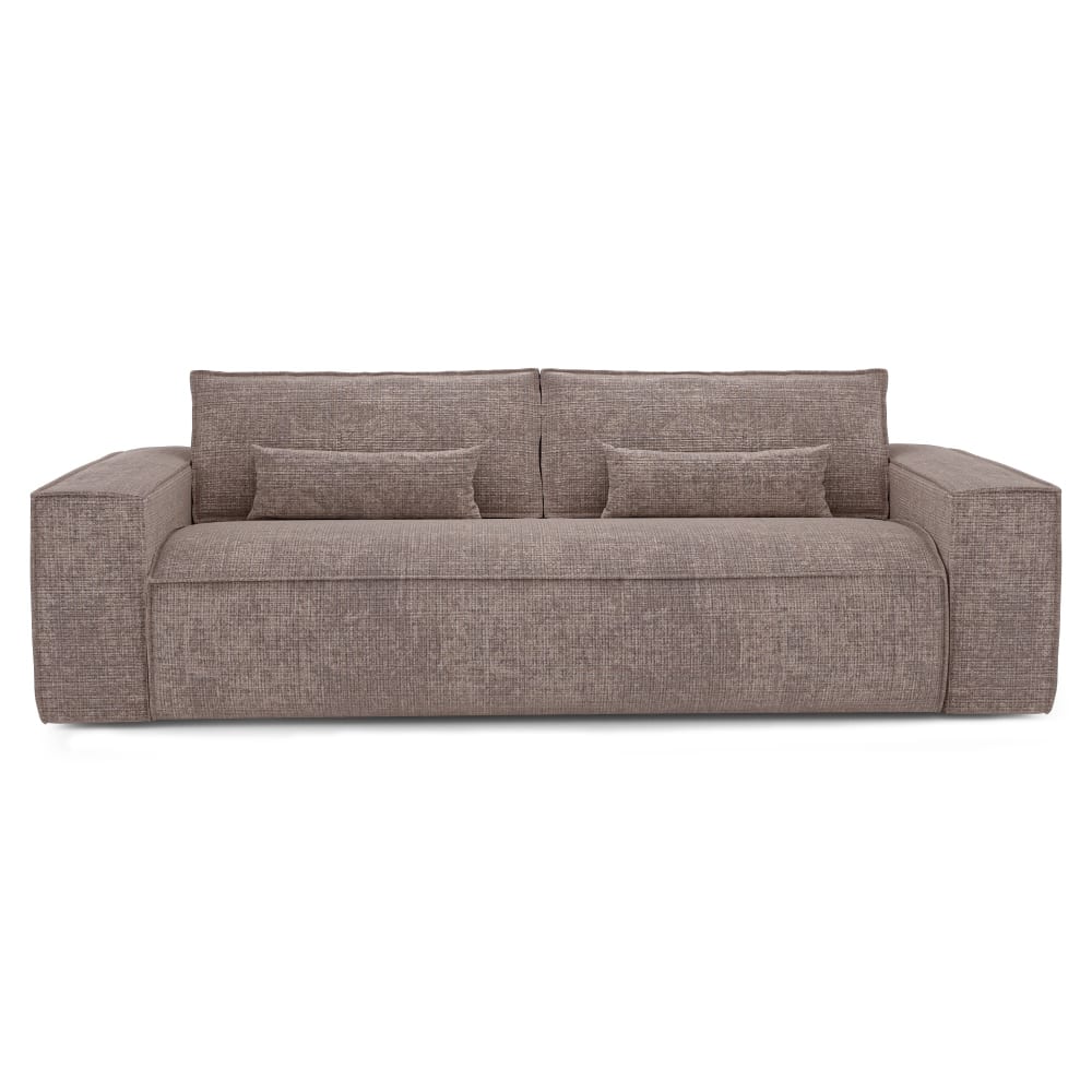Canapé convertible express 3 places en velours gaufré taupe