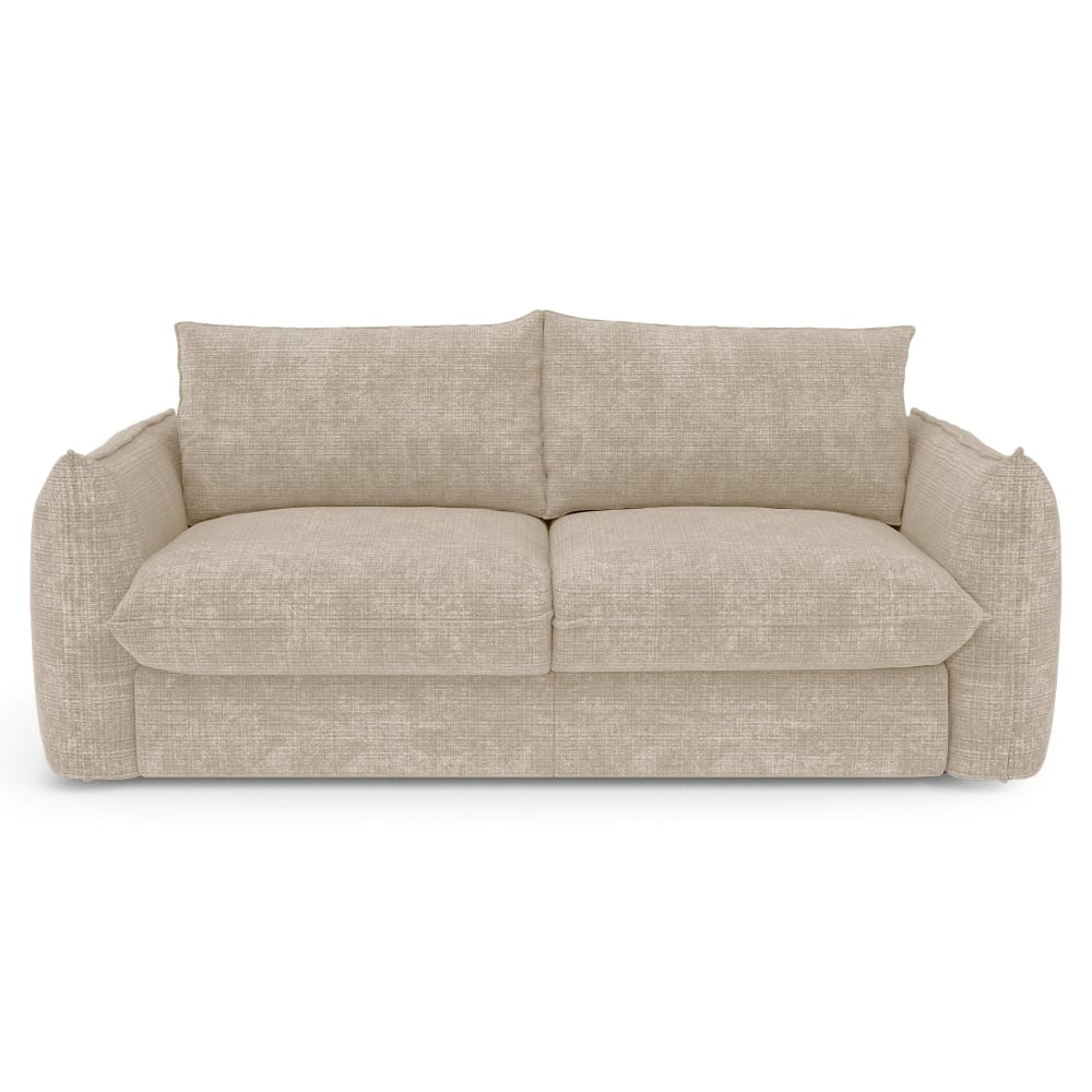 Canapé convertible express 4 places en velours gaufré beige