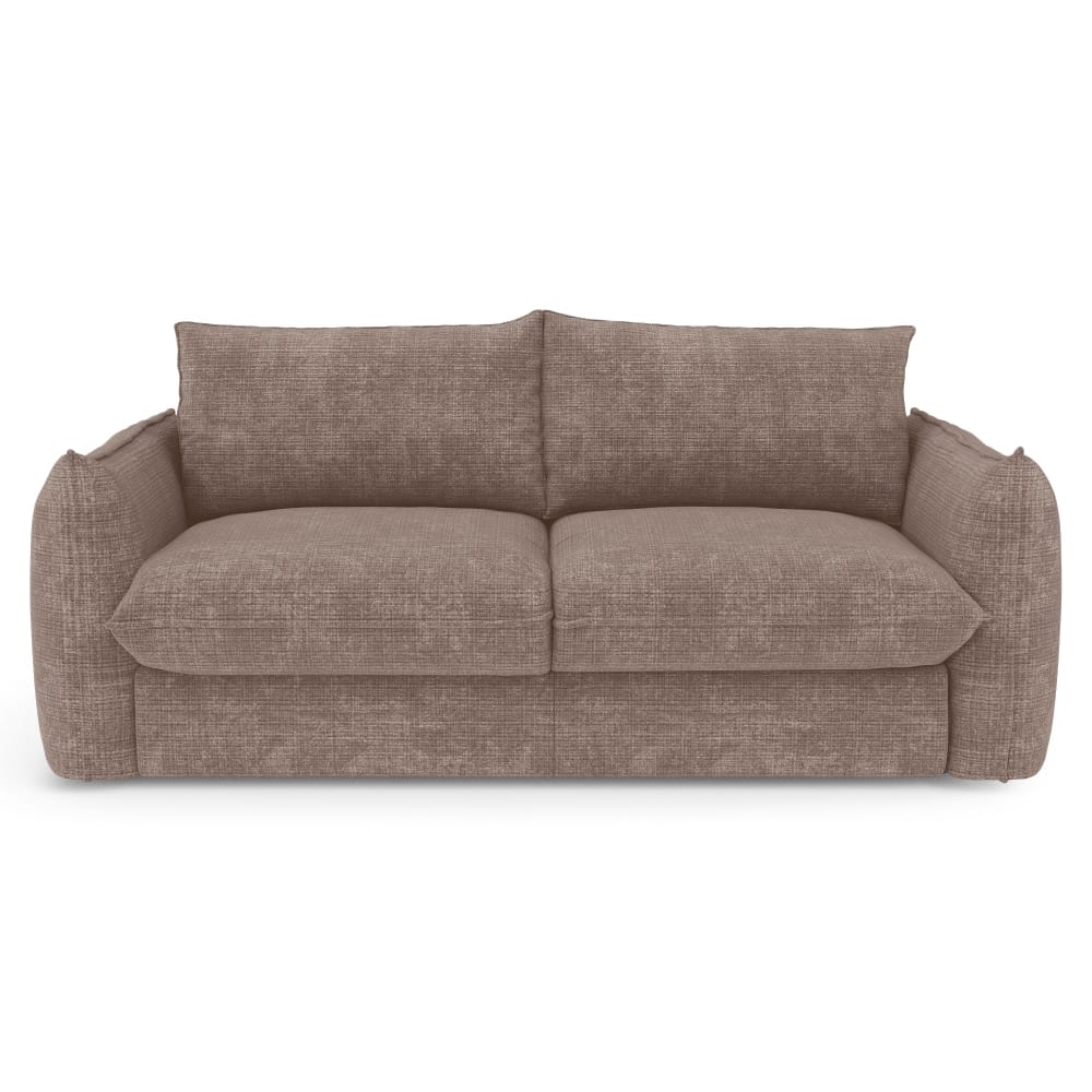 Canapé convertible express 4 places en velours gaufré taupe