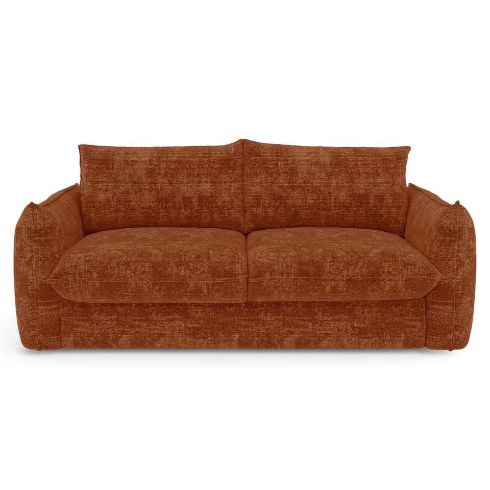 Canapé convertible express 3 places en velours gaufré terracotta Canapé convertible express 3 places en velours gaufré terracotta